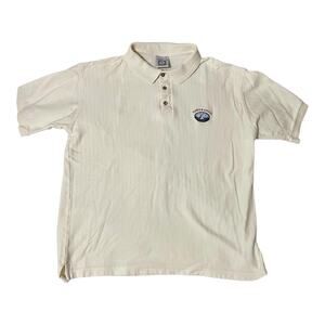 Vintage Yacht Club Polo Shirt Size Large Cream Turks Caicos Tourist Logo 80s 90s